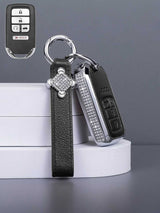 Honda Key Fob Cover with Leather & Metal Frame