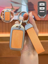 Honda Key Fob Cover with Leather & Metal Frame