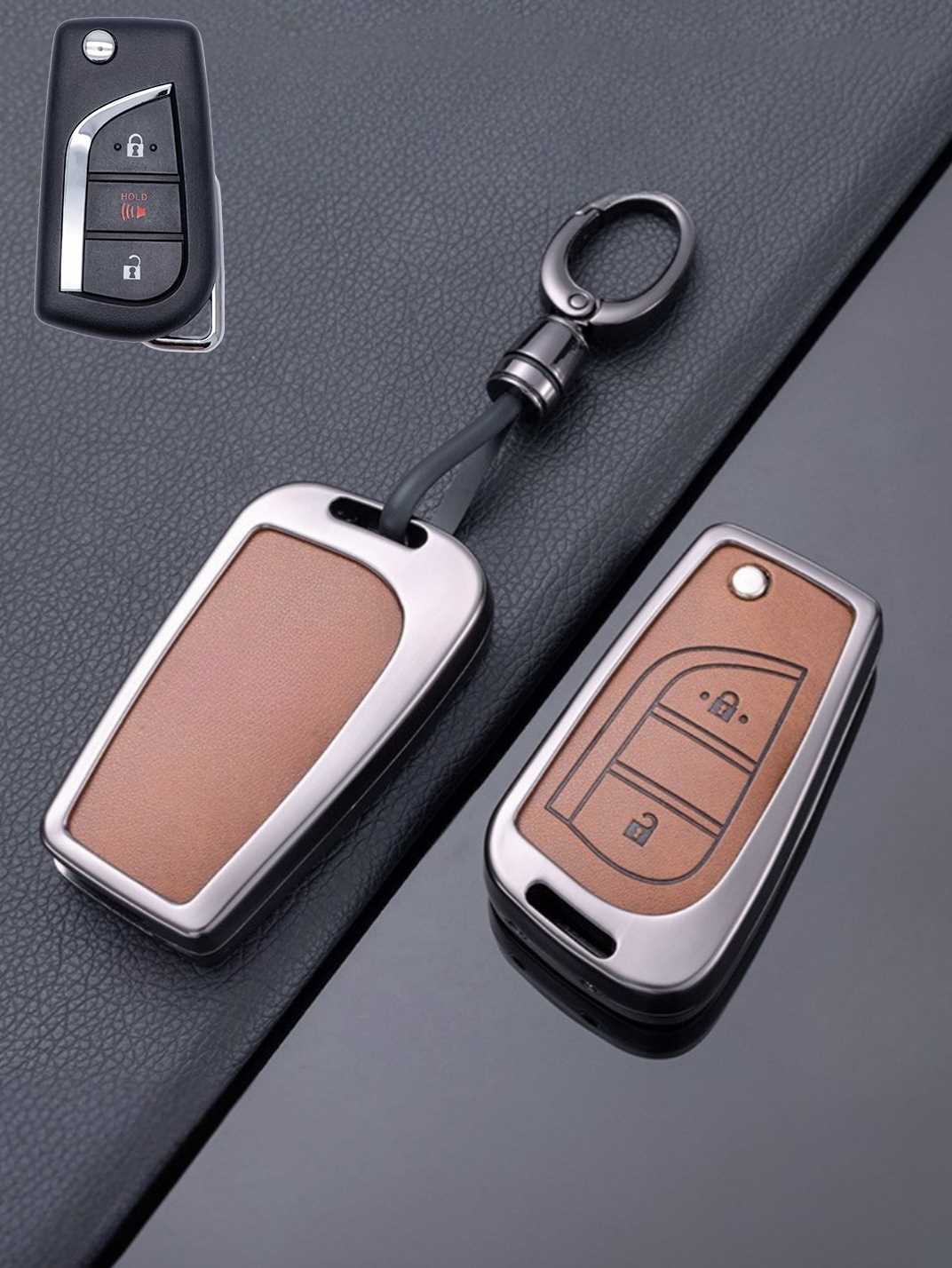 Toyota Key Genuine Leather & Metal Frame