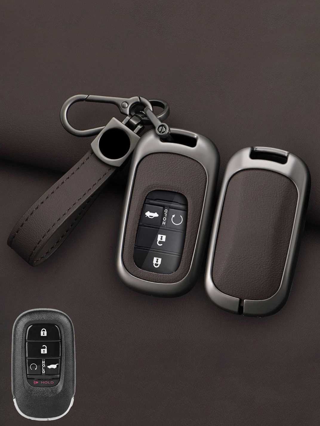Honda Key Genuine Leather & Metal Frame