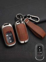 Vintage Leather Metal Alloy Honda Key Cover