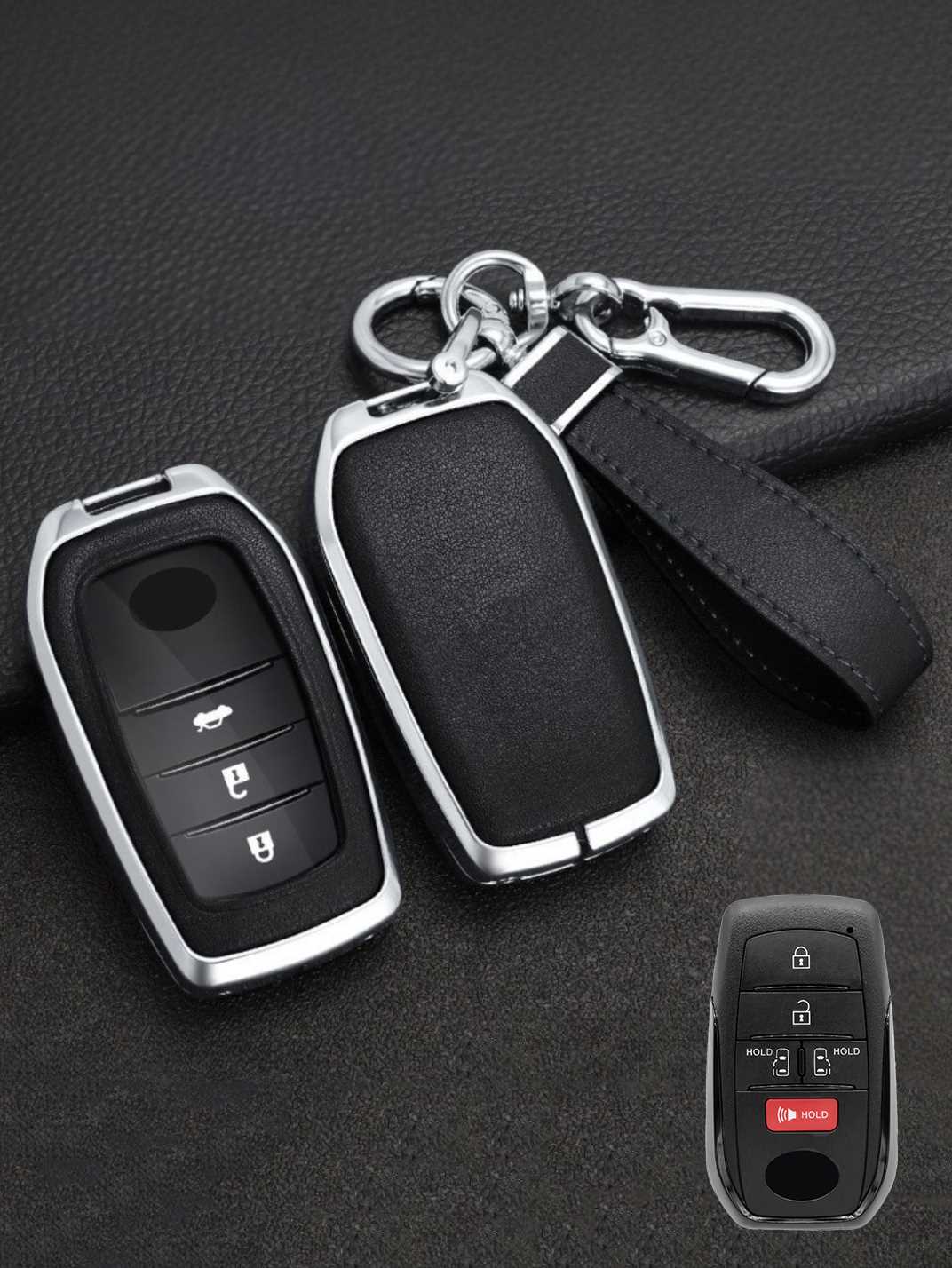Toyota Key Fob Cover with Leather & Metal Frame