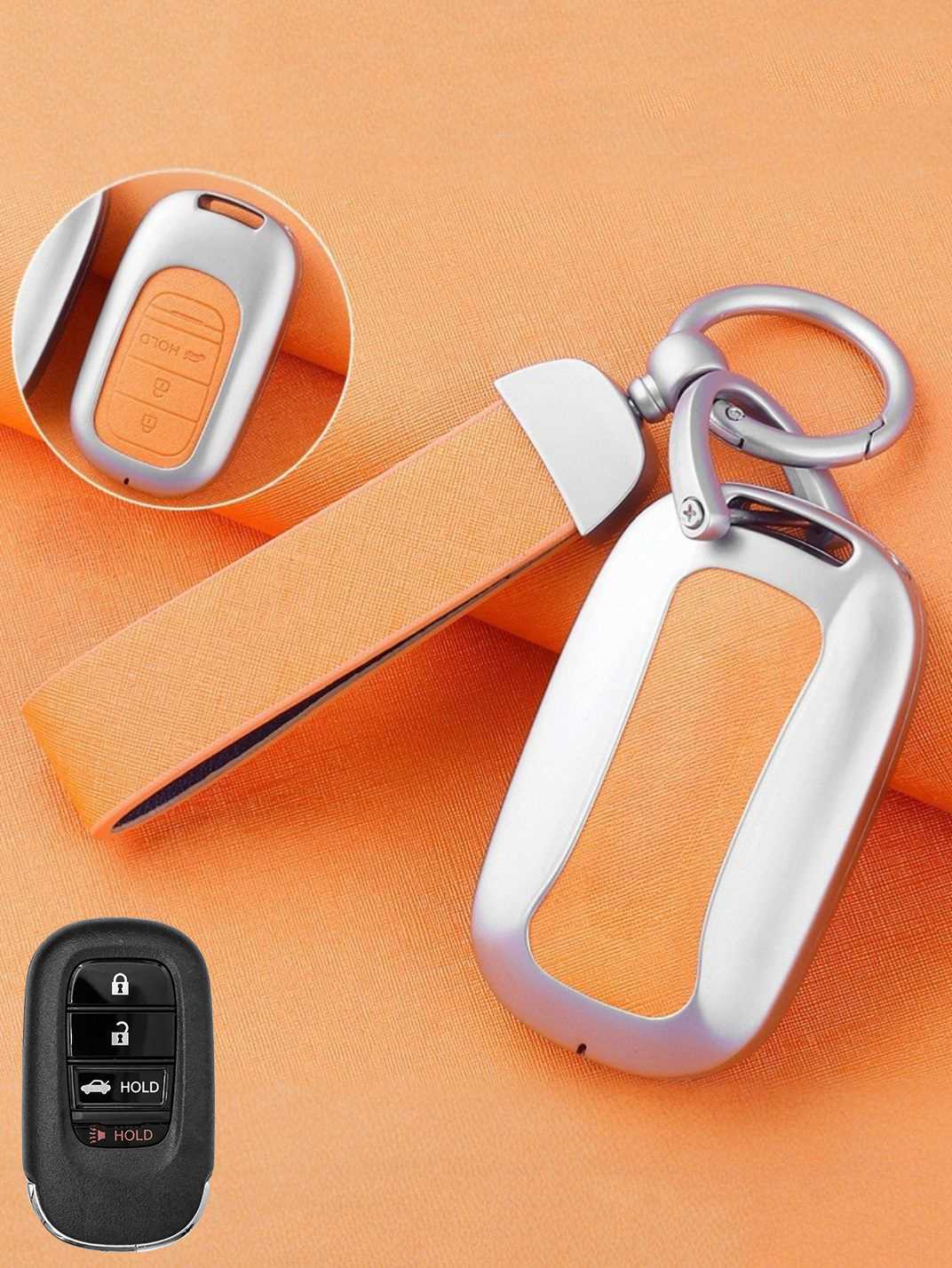 Honda Key Fob Cover with Leather & Metal Frame