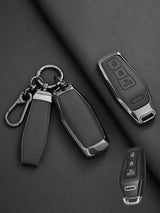 Audi Key Genuine Leather & Metal Frame Cover