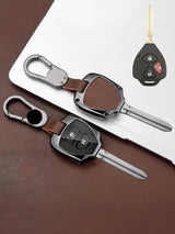 Vintage Leather Metal Alloy Toyota Key Cover