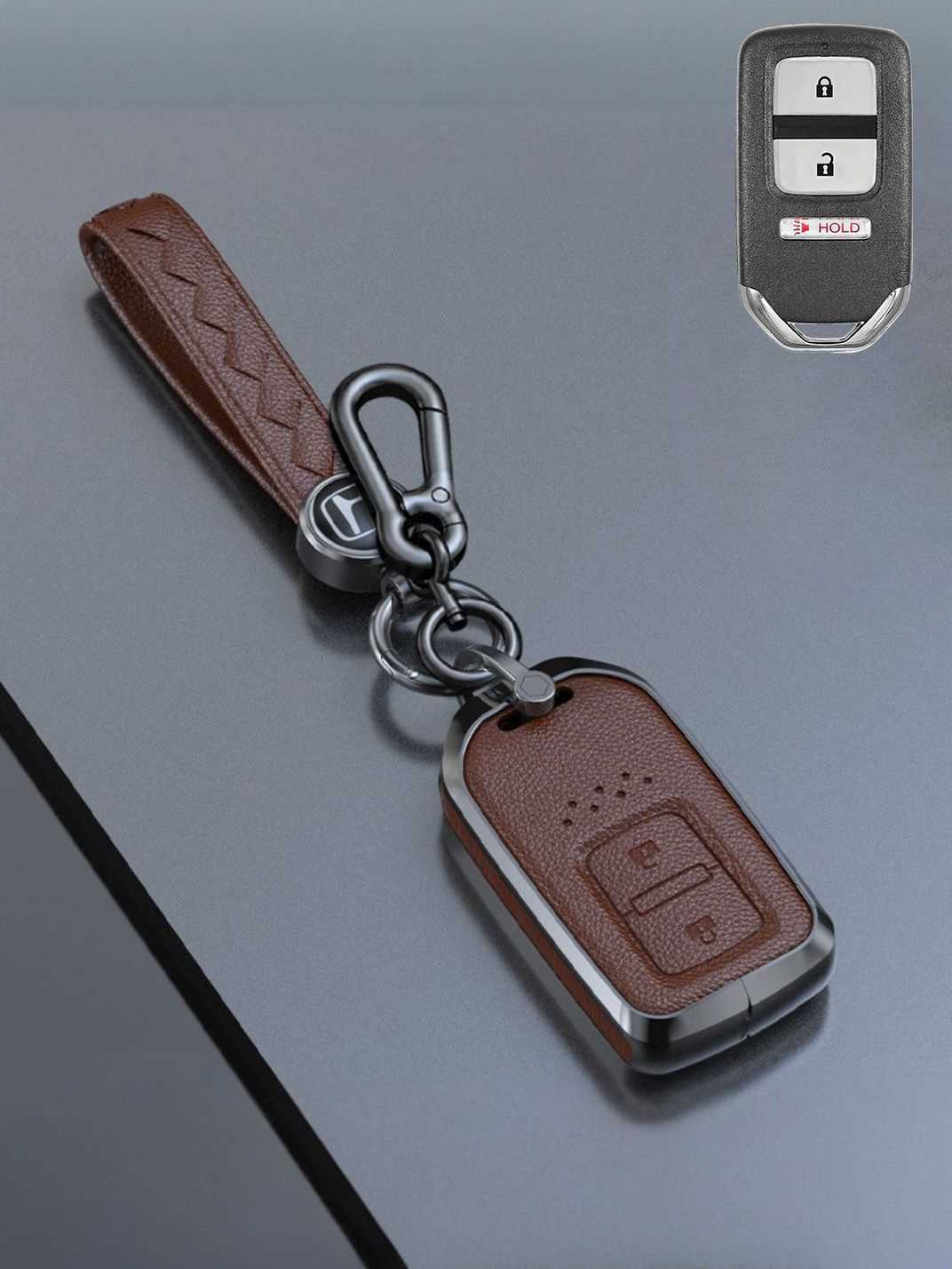 Honda Key Genuine Leather & Metal Frame