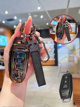Premium Leather Visible-Button Audi Key Shell