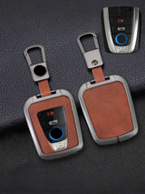 Vintage Leather Metal Alloy BMW Key Cover