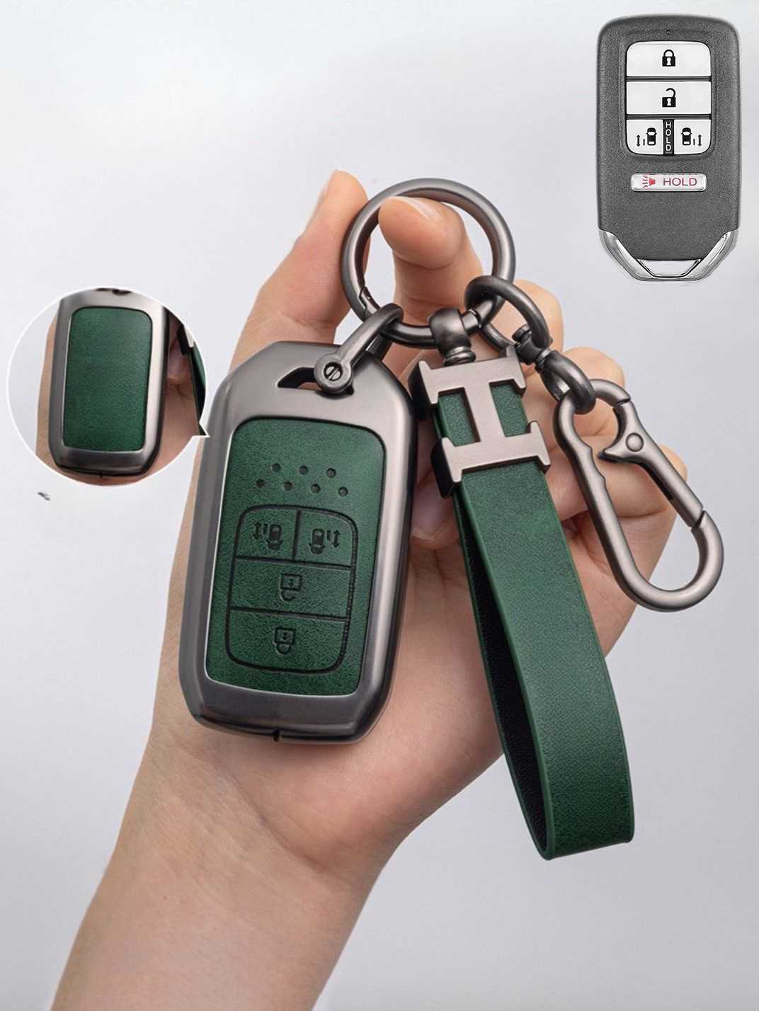 Honda Key Fob Cover with Leather & Metal Frame