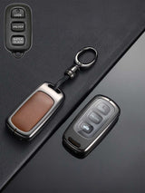Vintage Leather Metal Alloy Toyota Key Cover