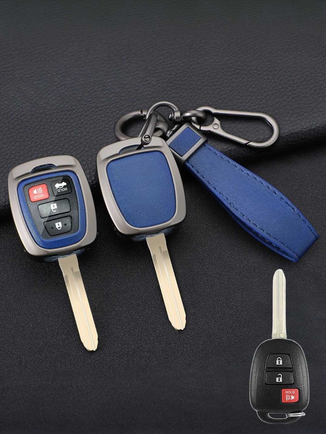 Vintage Leather Metal Alloy Toyota Key Cover