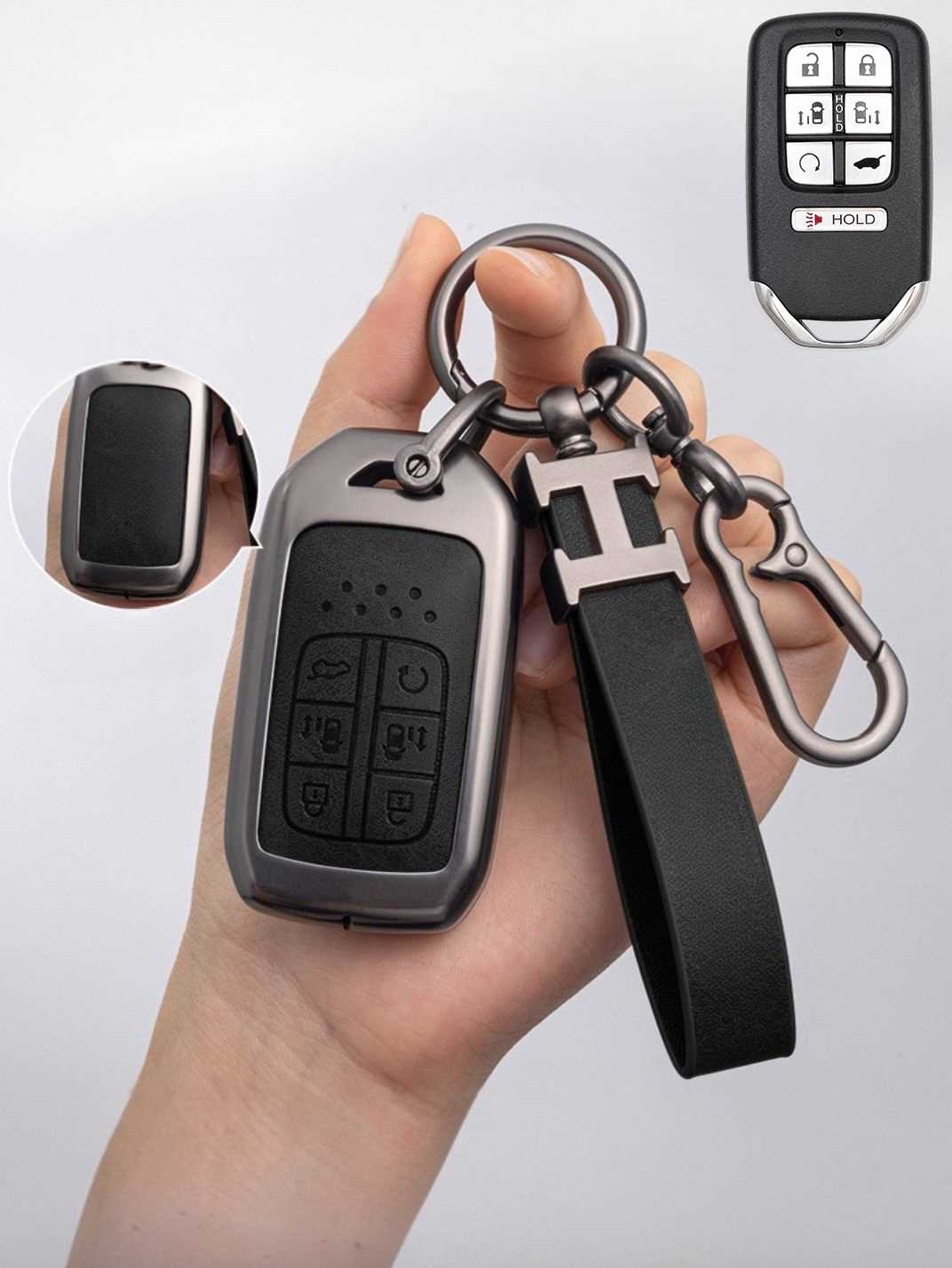 Honda Key Fob Cover with Leather & Metal Frame