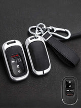 Vintage Leather Metal Alloy Honda Key Cover