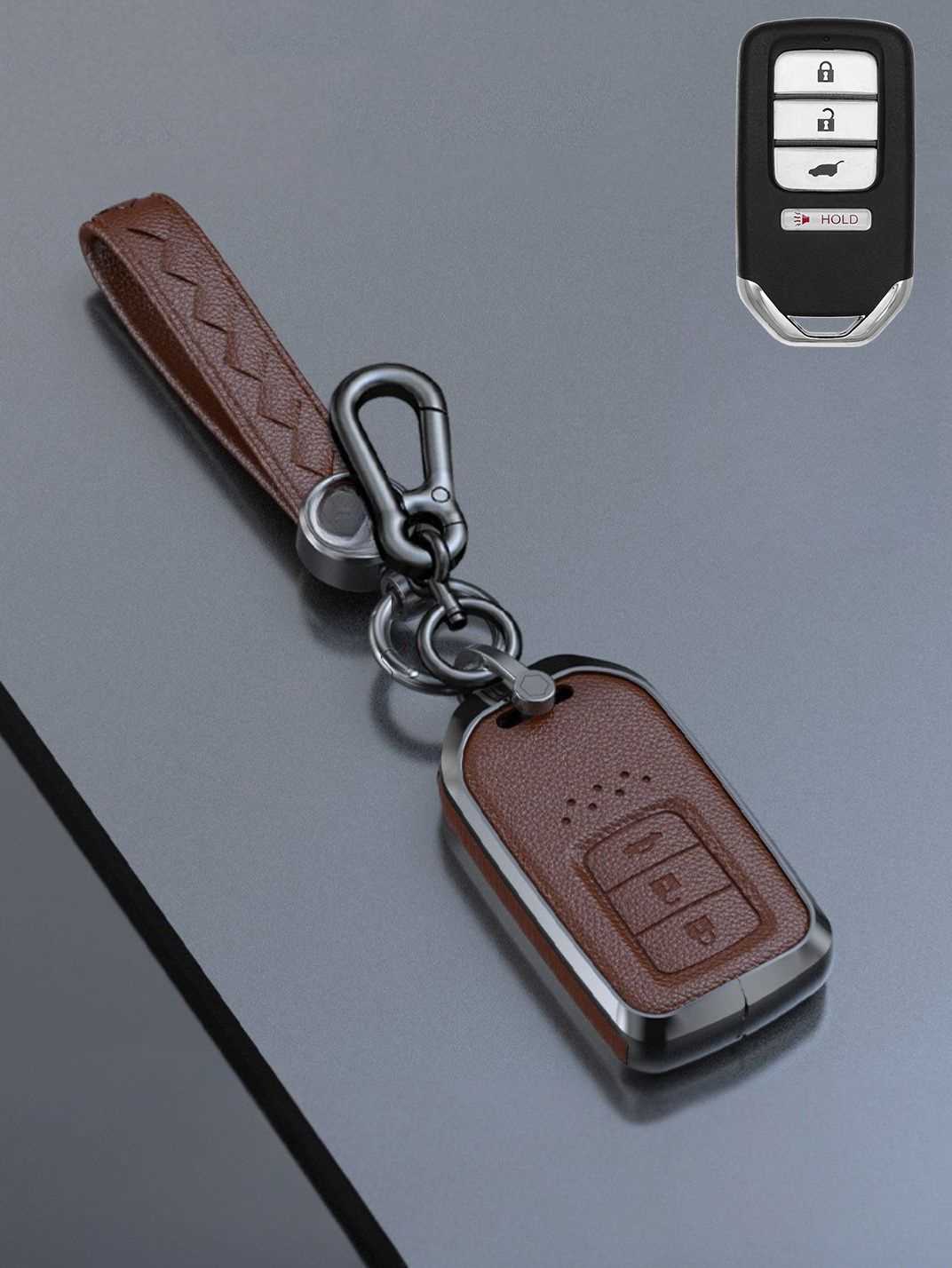 Honda Key Genuine Leather & Metal Frame