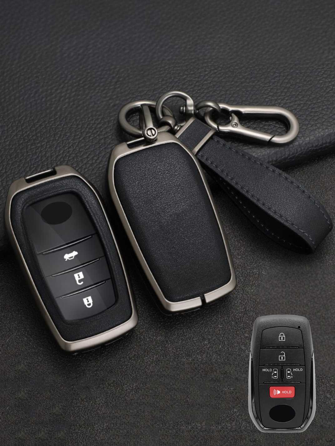 Toyota Key Fob Cover with Leather & Metal Frame