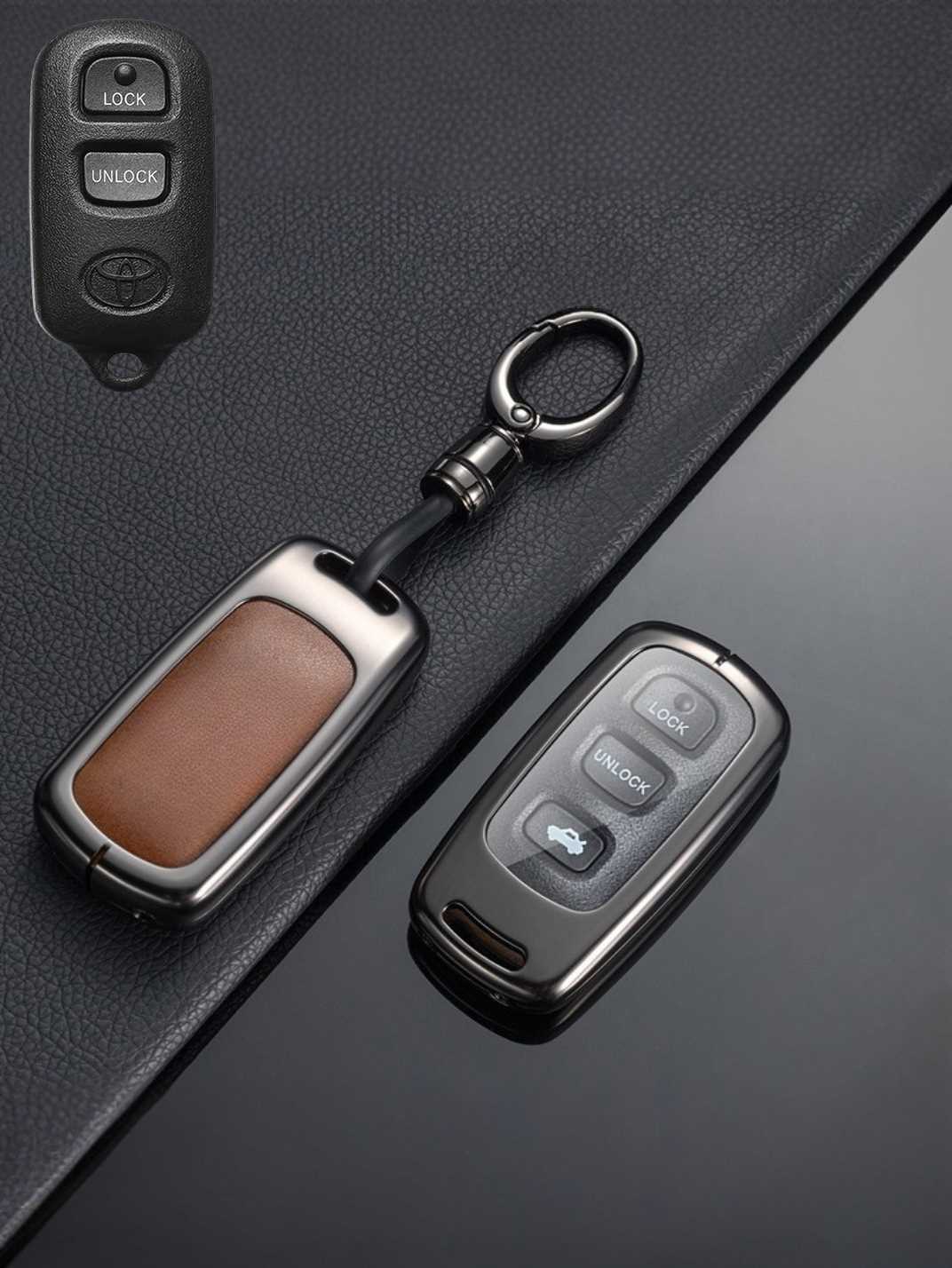 Vintage Leather Metal Alloy Toyota Key Cover