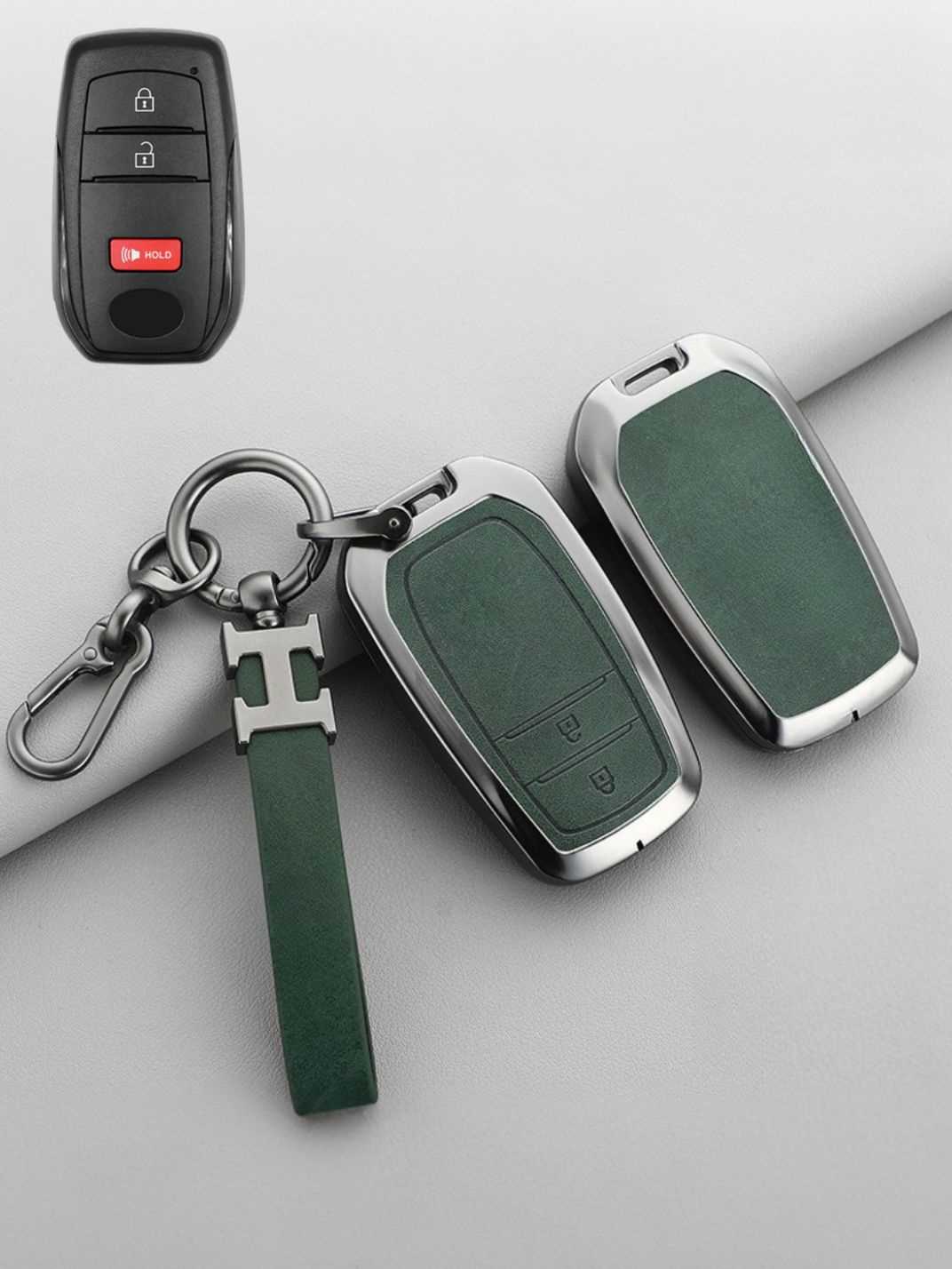 Vintage Leather Metal Alloy Toyota Key Cover