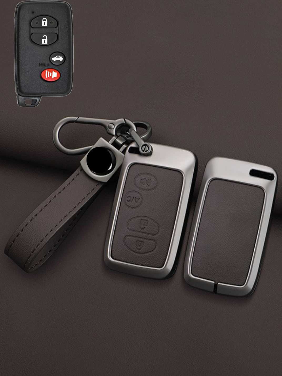 Toyota Key Genuine Leather & Metal Frame