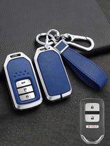 Vintage Leather Metal Alloy Honda Key Cover
