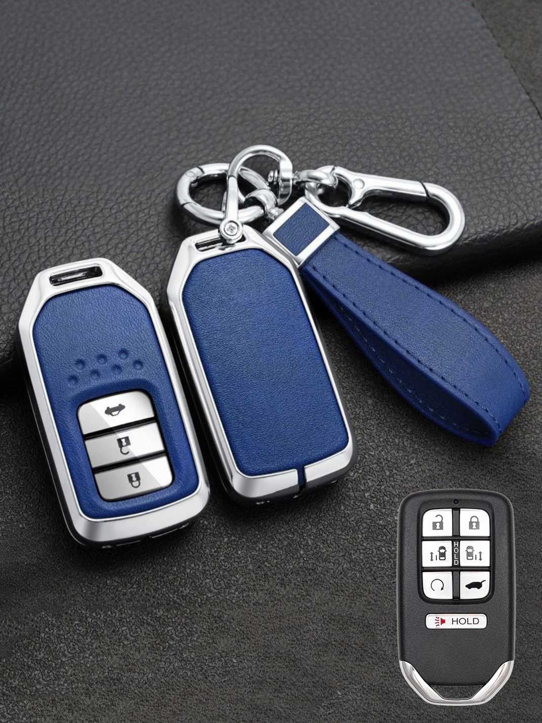 Vintage Leather Metal Alloy Honda Key Cover