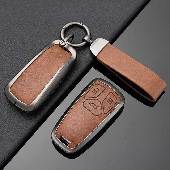 Audi Key Genuine Leather & Metal Frame Cover