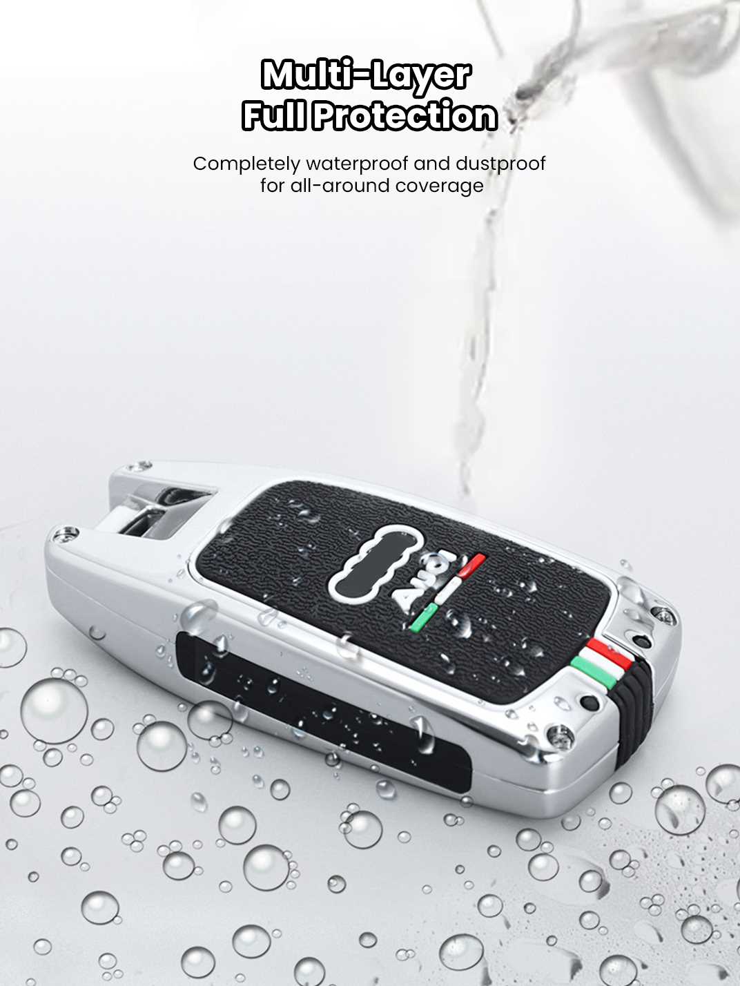 Audi Key Fob Cover Zinc Alloy & Silicone Protective Key Case for Audi ...