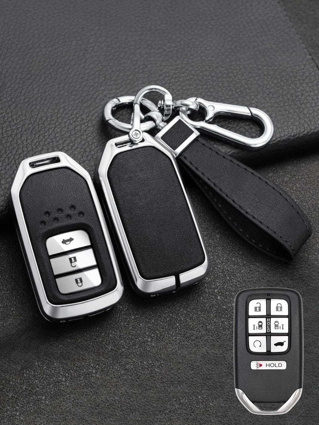 Vintage Leather Metal Alloy Honda Key Cover
