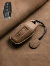 Vintage Leather & Metal Alloy Audi Key Cover