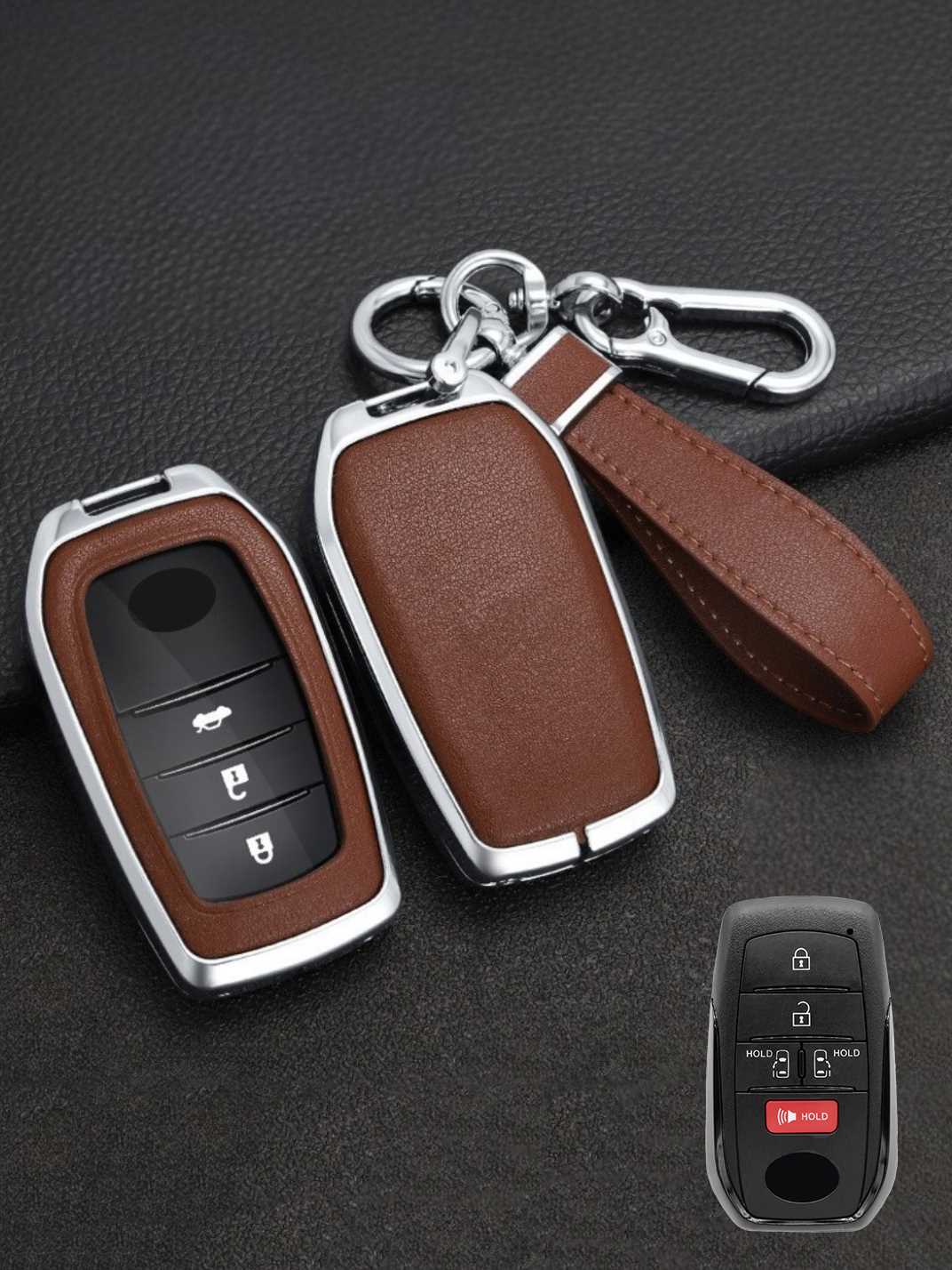 Toyota Key Fob Cover with Leather & Metal Frame
