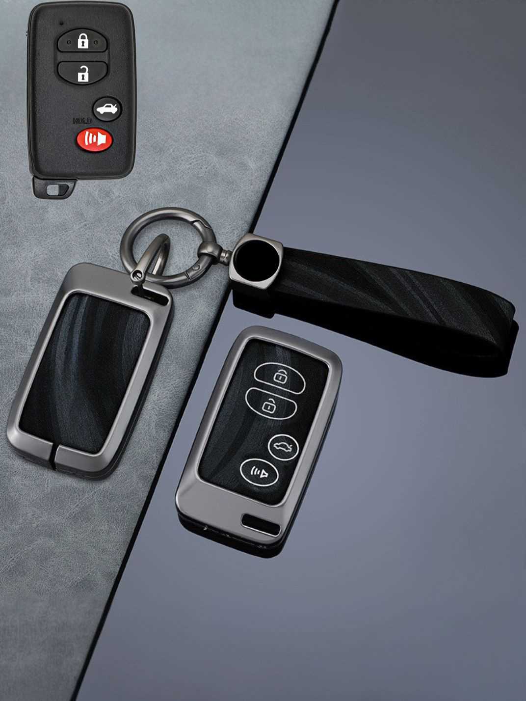 Toyota Key Fob Cover with Leather & Metal Frame