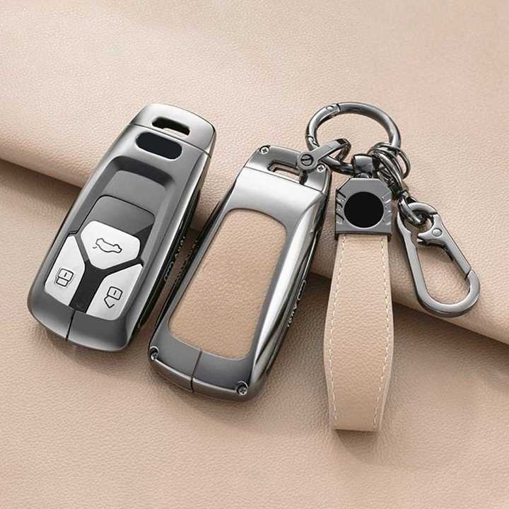 Premium Leather Visible-Button Audi Key Shell