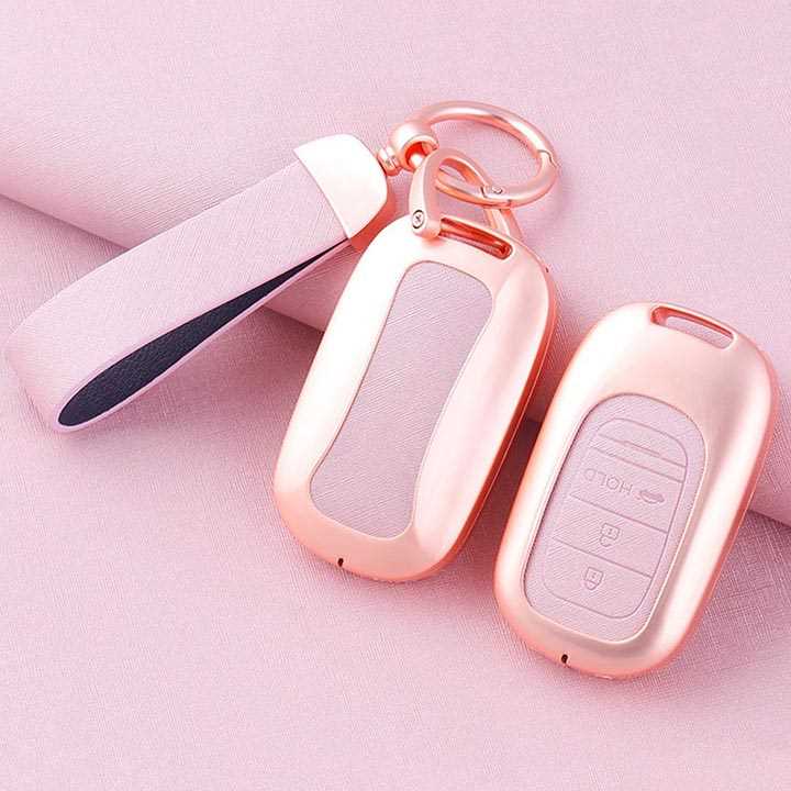 Honda Key Fob Cover with Leather & Metal Frame