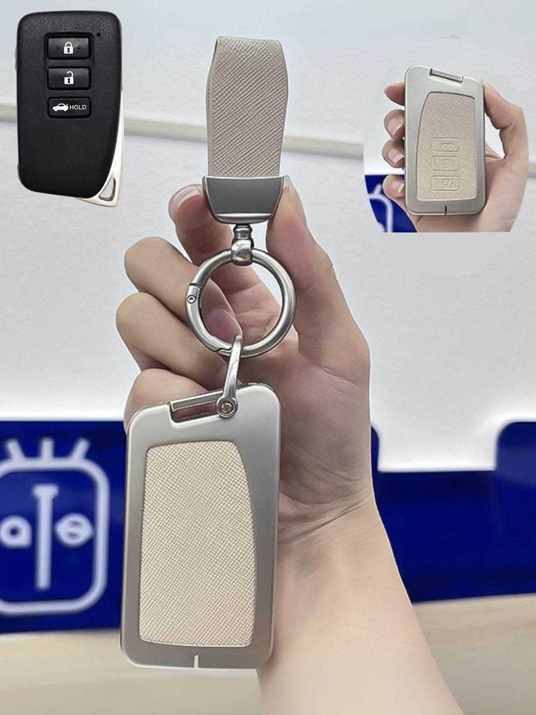 Lexus Key Fob Cover with Leather & Metal Frame