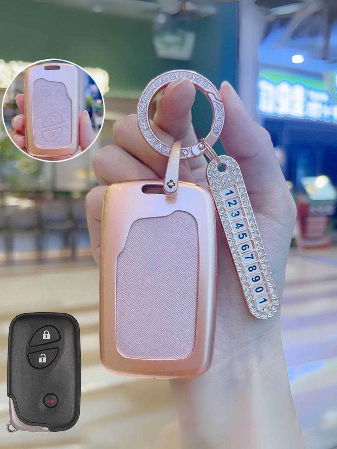 Lexus Key Fob Cover with Leather & Metal Frame
