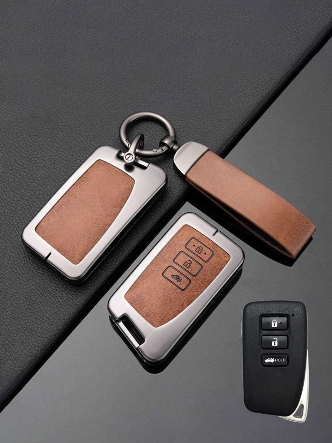 Lexus Key Genuine Leather & Metal Frame