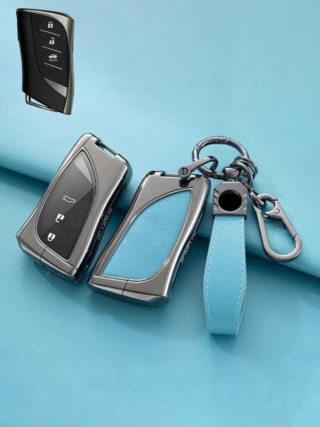 Lexus Key Fob Cover with Leather & Metal Frame