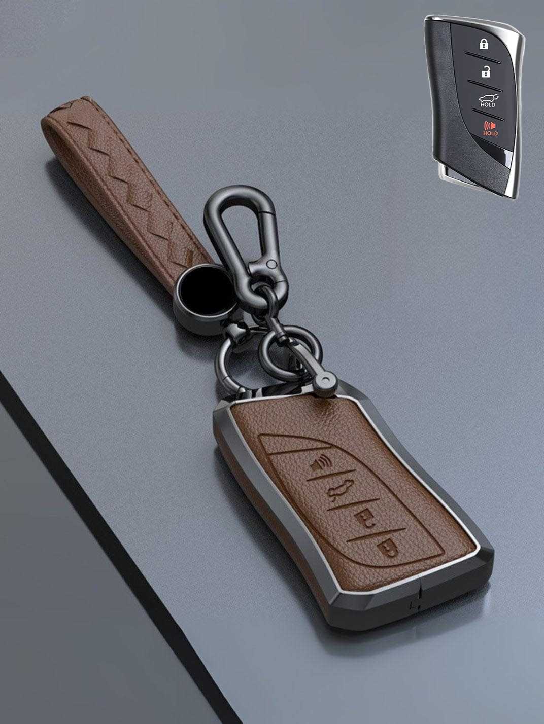 Lexus Key Fob Cover with Leather & Metal Frame
