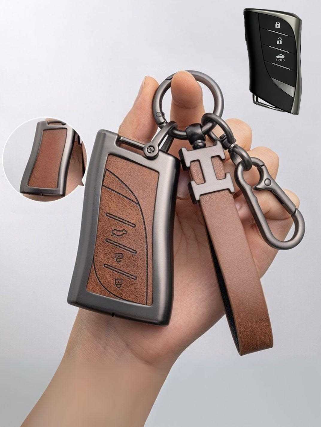 Lexus Key Fob Cover with Leather & Metal Frame