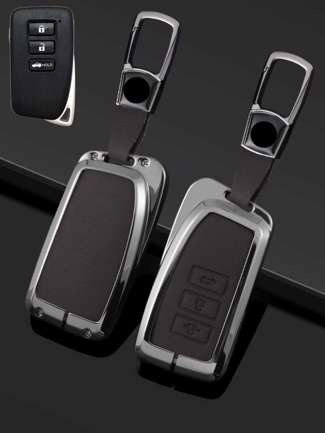 Lexus Key Fob Cover with Leather & Metal Frame