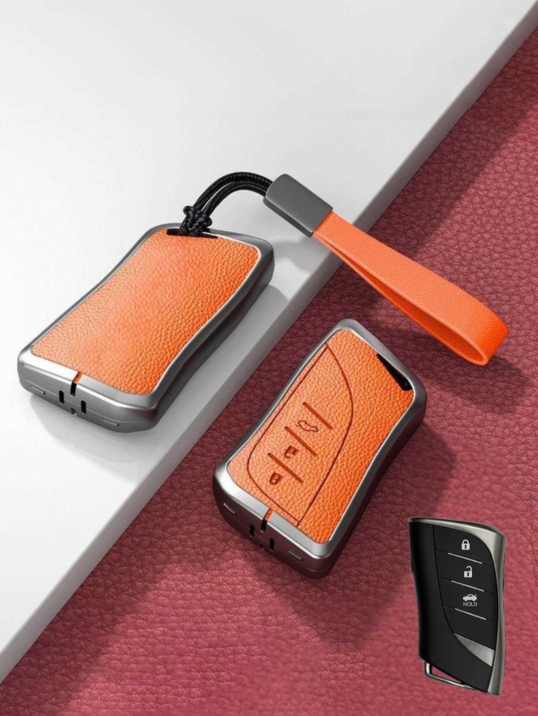Lexus Key Fob Cover with Leather & Metal Frame