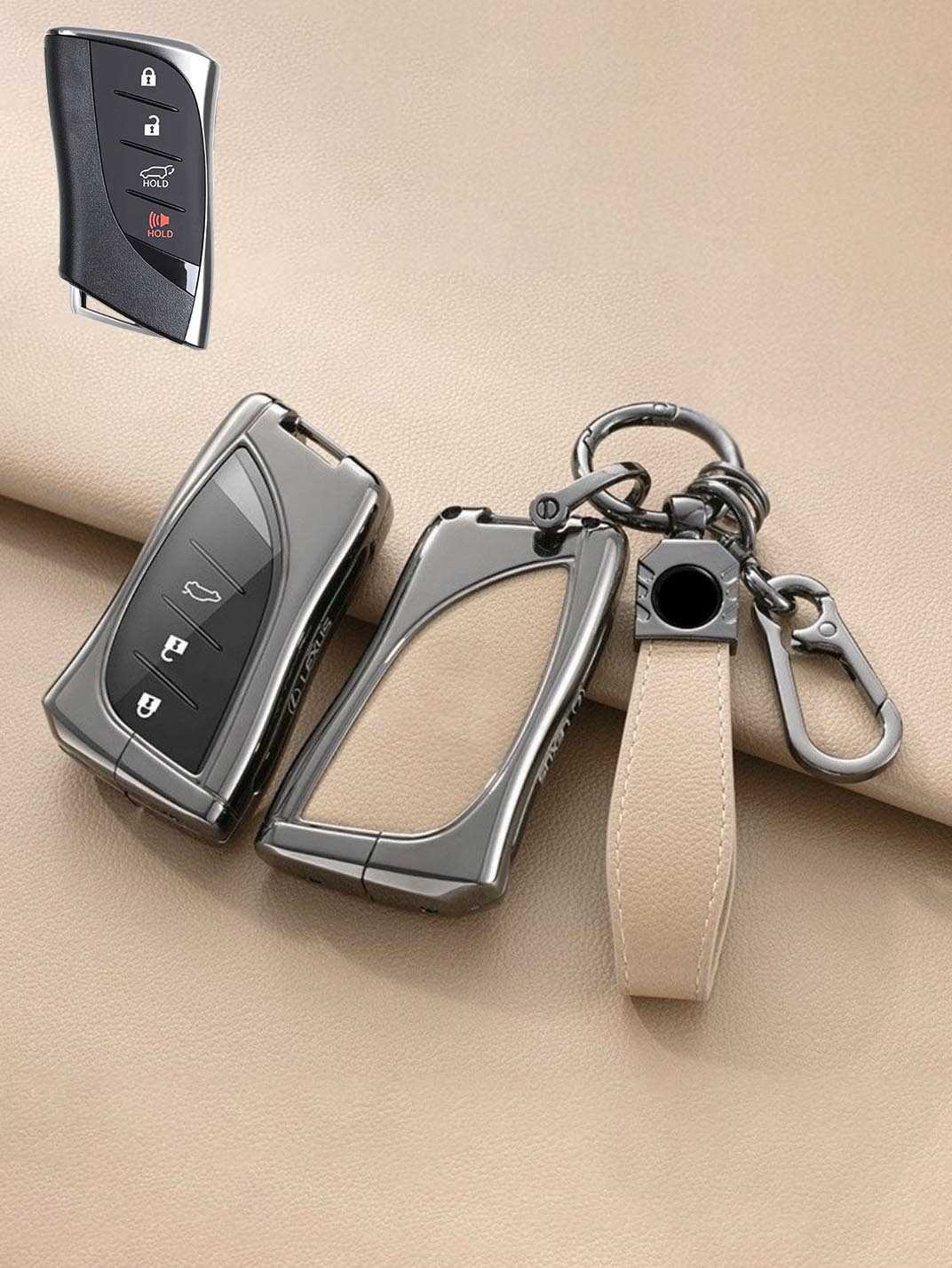 Lexus Key Fob Cover with Leather & Metal Frame