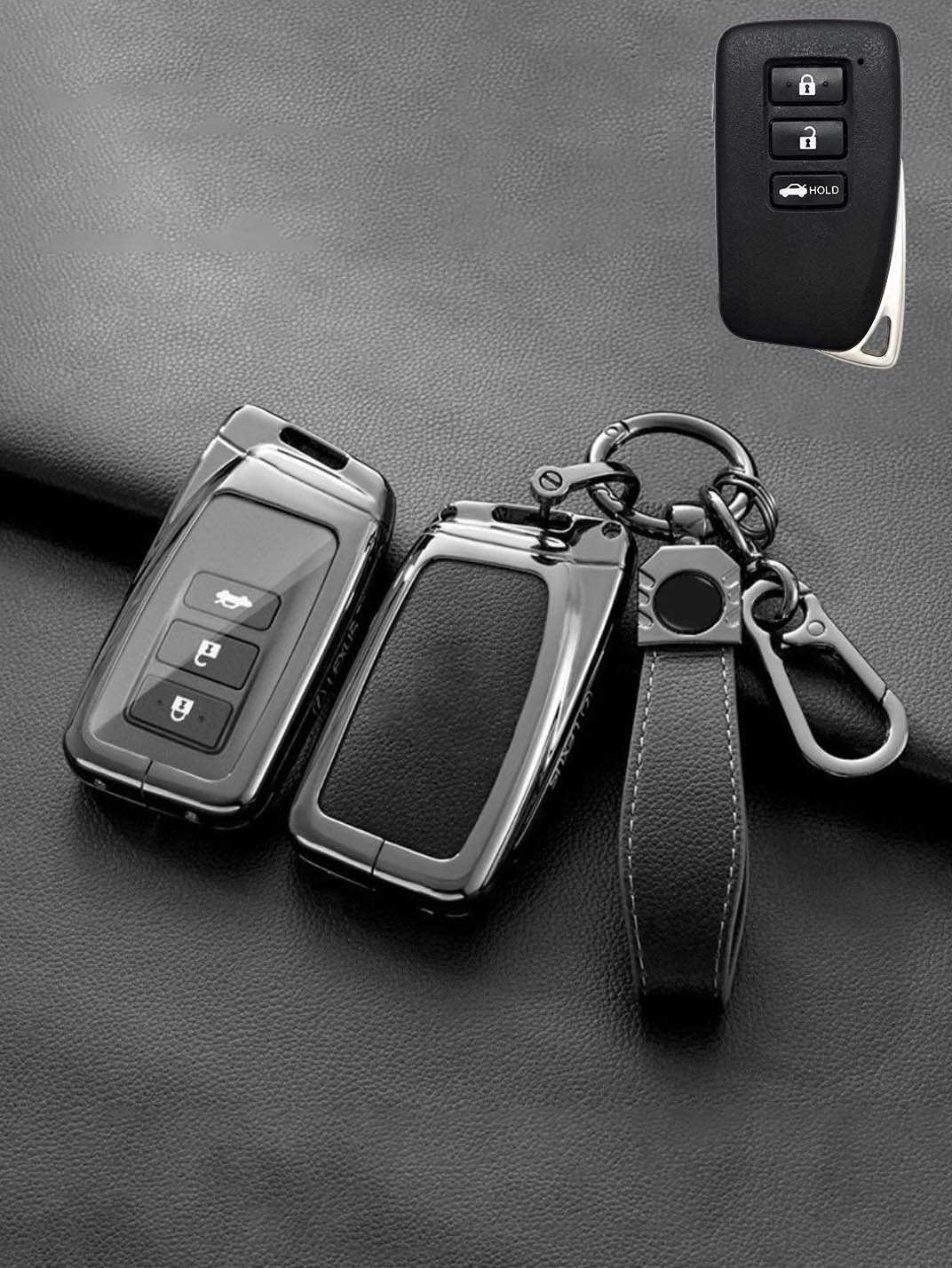 Lexus Key Fob Cover with Leather & Metal Frame