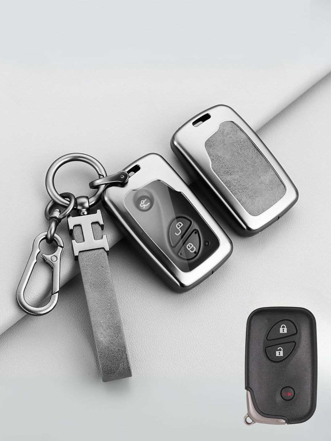 Vintage Leather Metal Alloy Lexus Key Cover