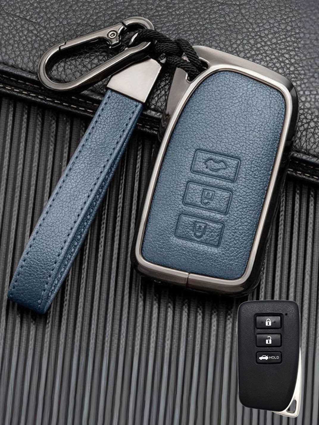 Lexus Key Fob Cover with Leather & Metal Frame