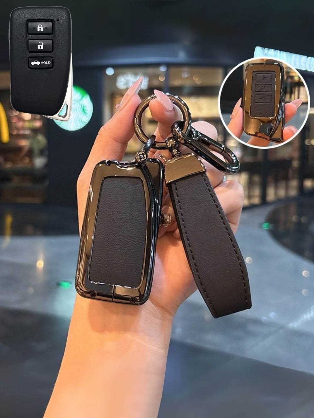 Lexus Key Genuine Leather & Metal Frame
