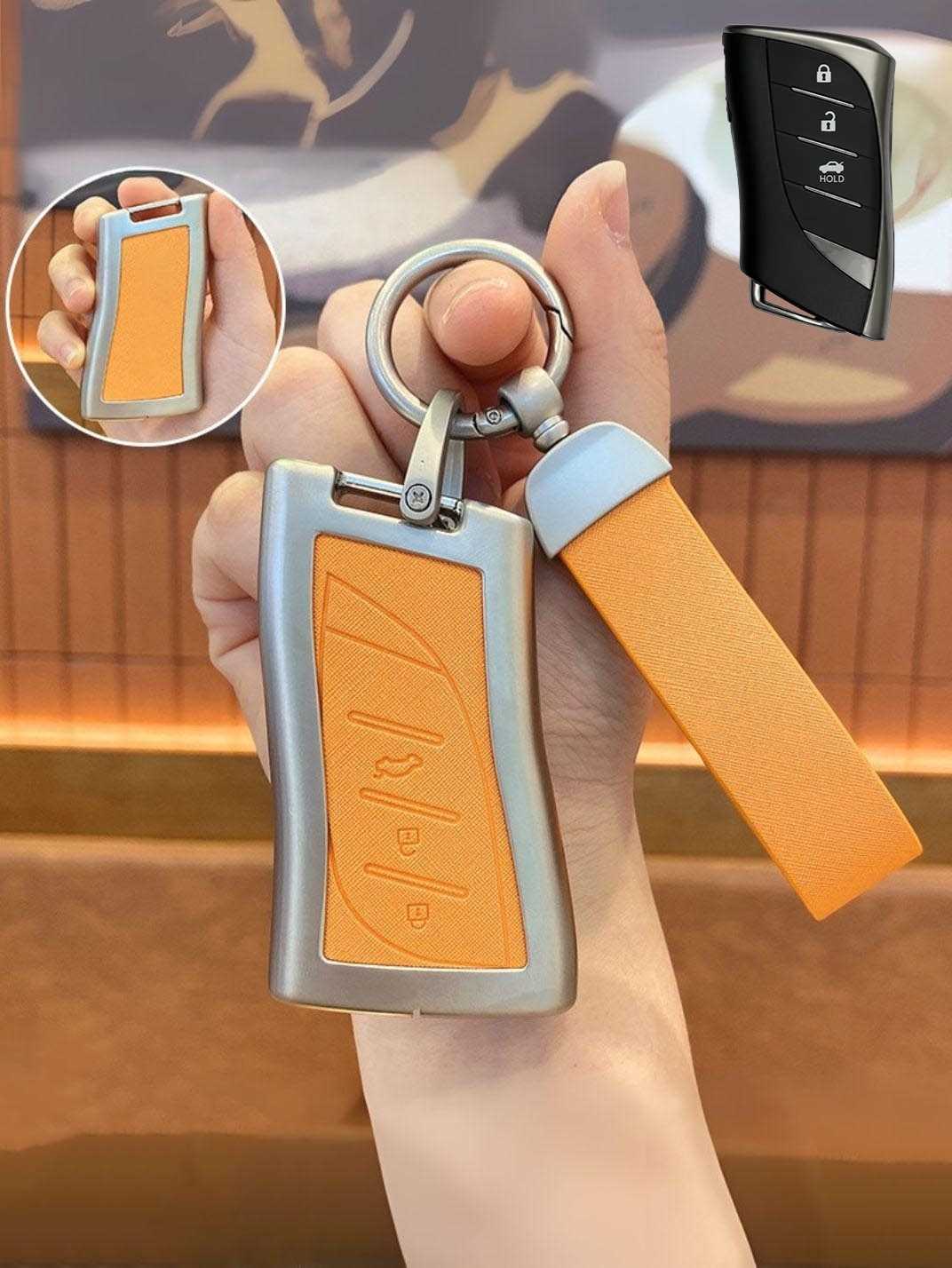 Lexus Key Fob Cover with Leather & Metal Frame