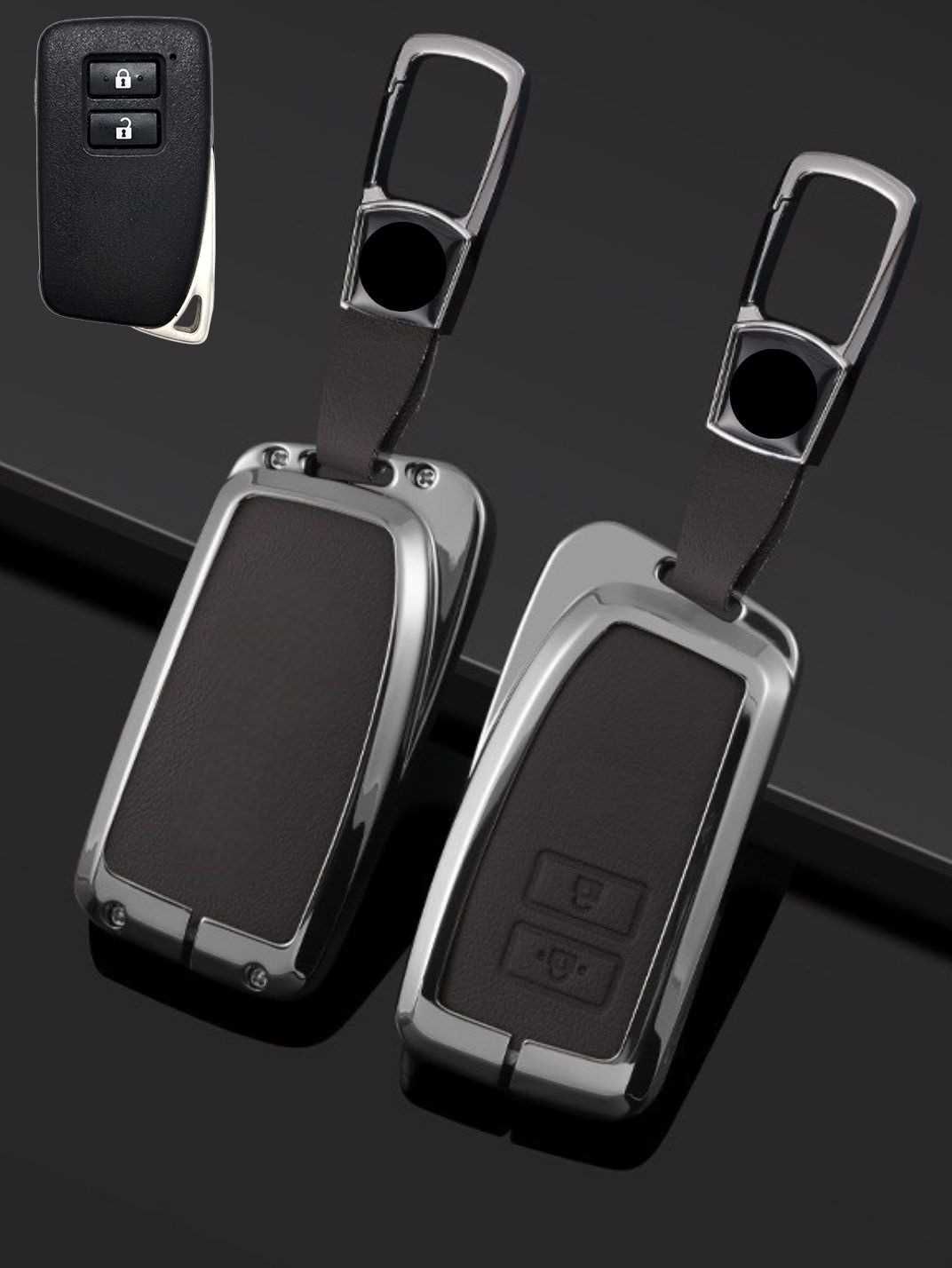 Lexus Key Fob Cover with Leather & Metal Frame