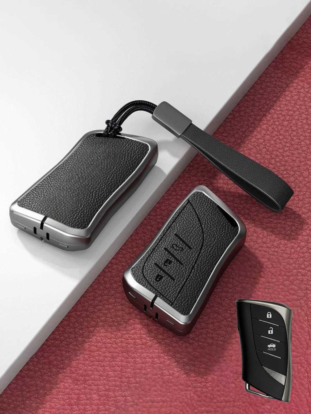 Lexus Key Fob Cover with Leather & Metal Frame