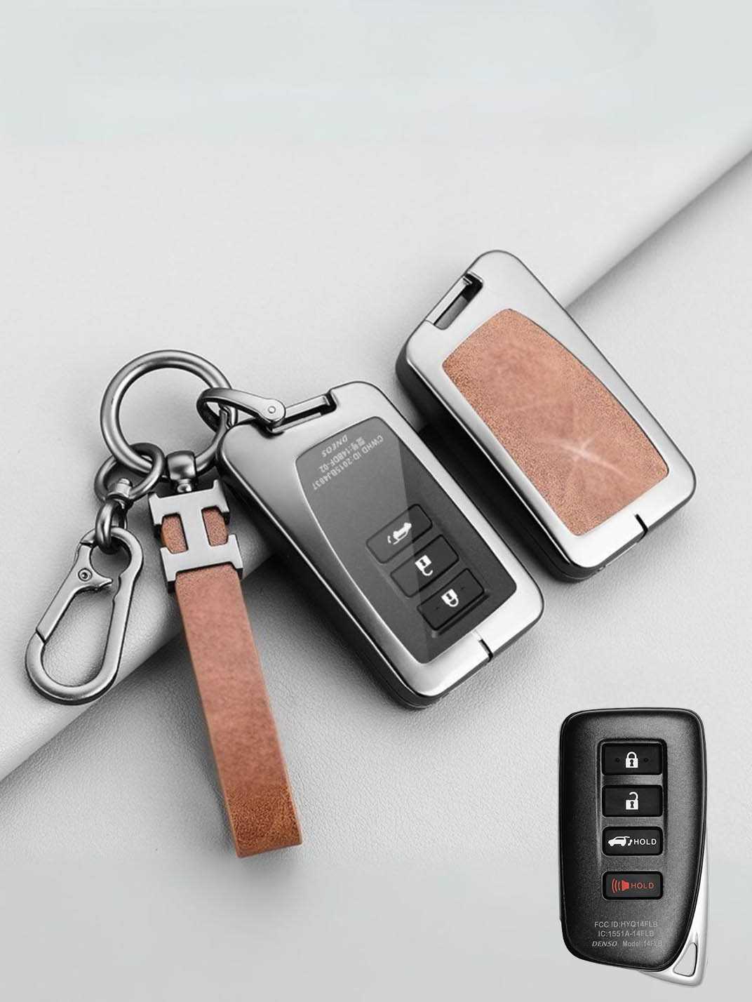 Vintage Leather Metal Alloy Lexus Key Cover