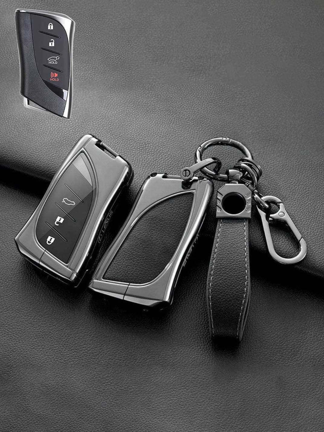 Lexus Key Fob Cover with Leather & Metal Frame